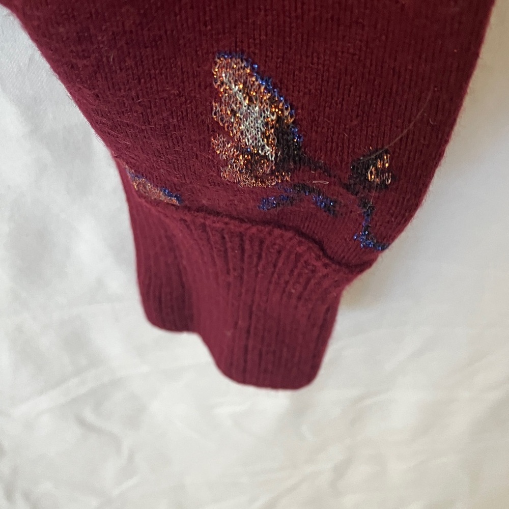 Coach: Burgundy Floral Jacquard Crewneck (66531)Sweater- Wool Blend- Metallic- S - Picture 9 of 16